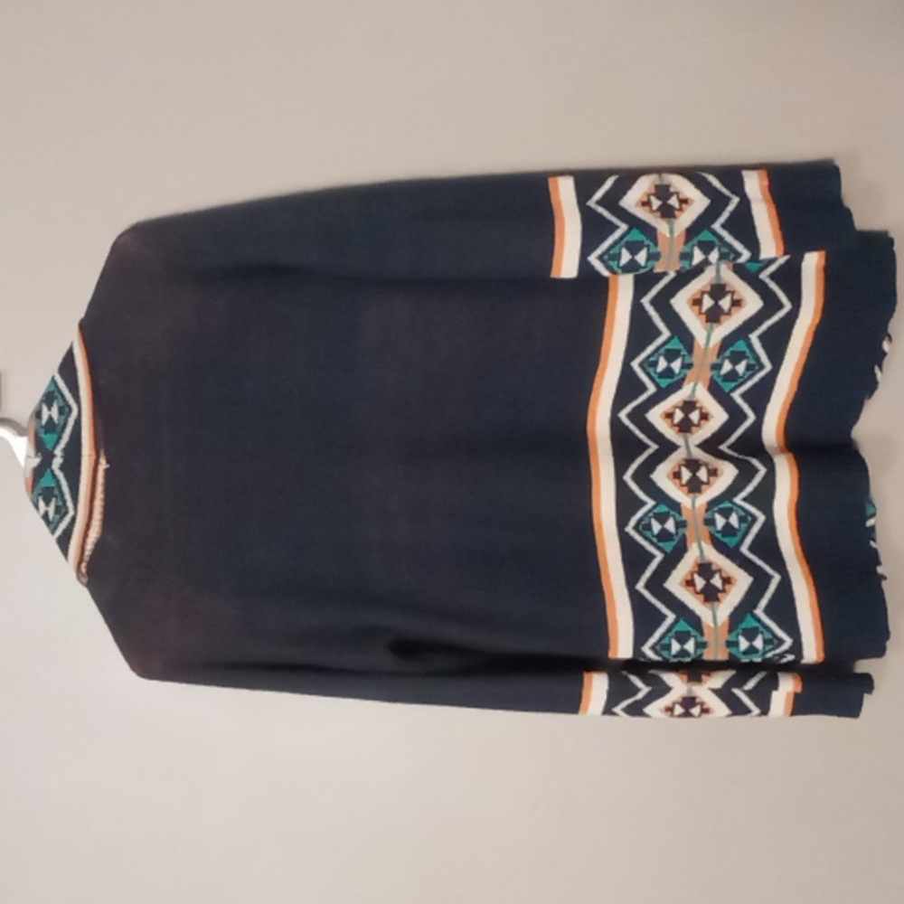 Pink Owl Navy w Aztec Style Patterned Sweater Size M - Picture 2 of 8